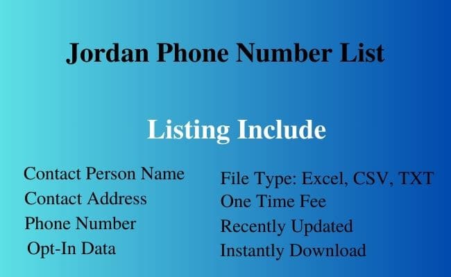 Jordan phone number list